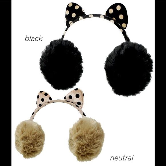 DAVID AND YOUNG FAUX FUR EARMUFFS POLKA DOT - Picture 1 of 3